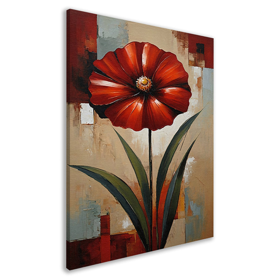 Groot Rood Bloem Canvas in Olieverf Stijl canvas