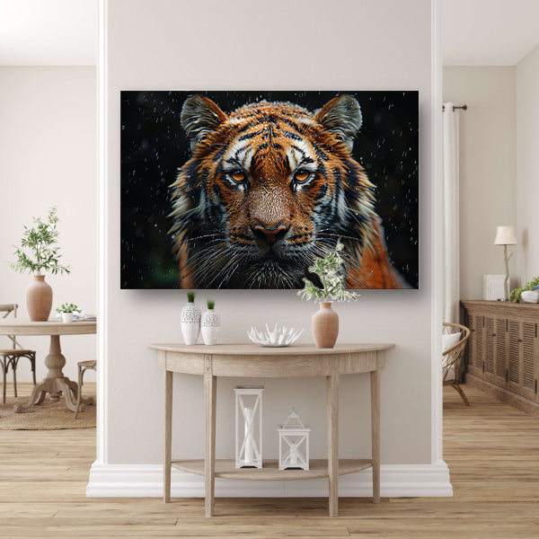 Regenbui op tijger canvas