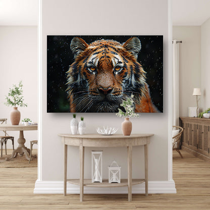 Regenbui op tijger canvas