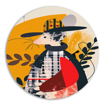 Abstract Muis in Geruite Jas met Planten forex muurcirkel