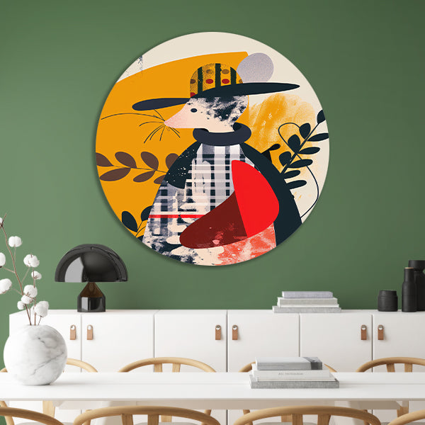 Abstract Muis in Geruite Jas met Planten forex muurcirkel