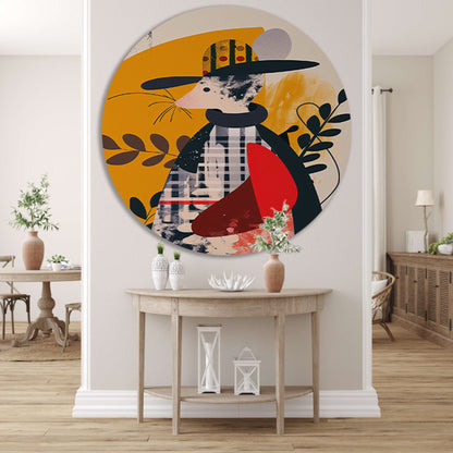 Abstract Muis in Geruite Jas met Planten forex muurcirkel