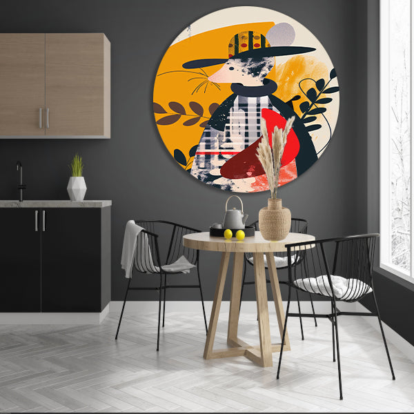 Abstract Muis in Geruite Jas met Planten forex muurcirkel