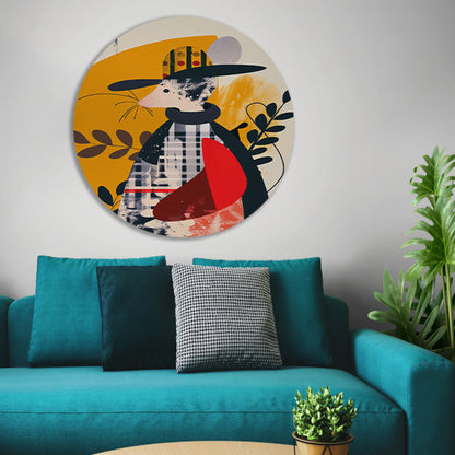 Abstract Muis in Geruite Jas met Planten forex muurcirkel