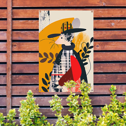 Abstract Muis in Geruite Jas met Planten tuinposter