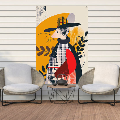 Abstract Muis in Geruite Jas met Planten tuinposter