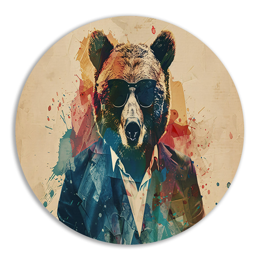 Stijlvolle beer in kleurrijk abstract ontwerp forex muurcirkel