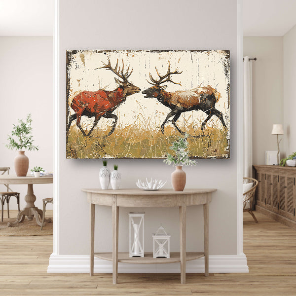 Twee Herten Gevecht Bos canvas