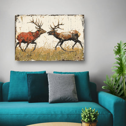 Twee Herten Gevecht Bos canvas