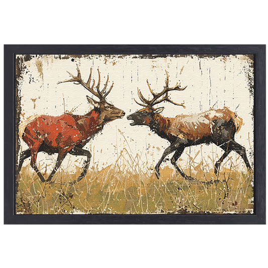 Twee Herten Gevecht Bos canvas met baklijst