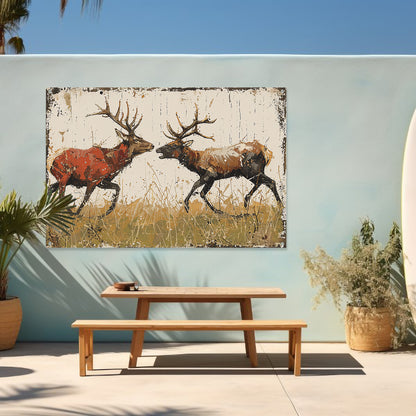Twee Herten Gevecht Bos tuinposter