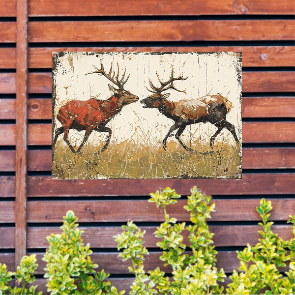 Twee Herten Gevecht Bos tuinposter