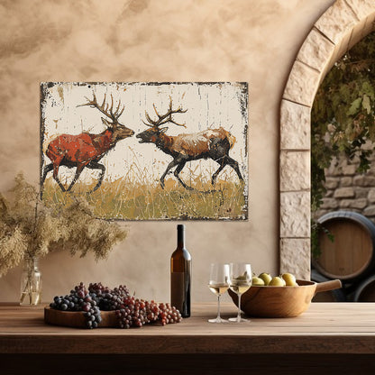 Twee Herten Gevecht Bos tuinposter