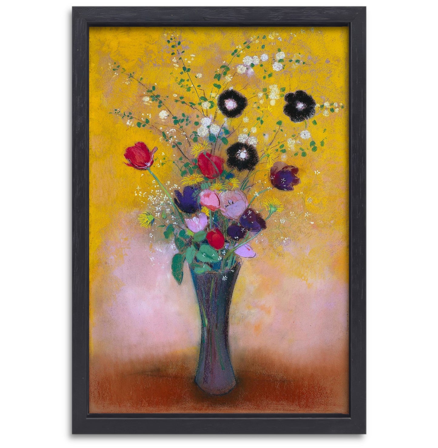 Vaas met bloemen - Odilon Redon canvas met baklijst