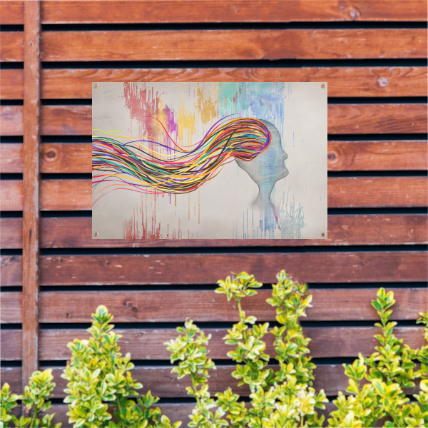 Abstracte Basquiat met kleurexplosie tuinposter