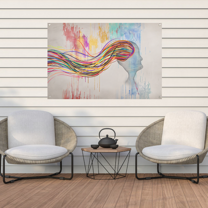 Abstracte Basquiat met kleurexplosie tuinposter