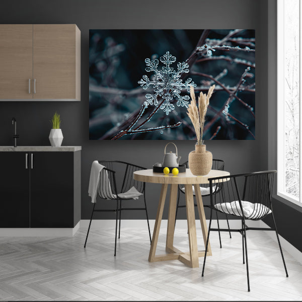Gedetailleerde macrofoto van een sneeuwvlok   poster