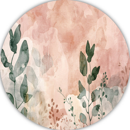 Sepia Bladeren in Aquarel Stijl forex muurcirkel