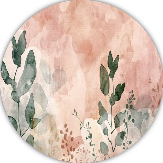 Sepia Bladeren in Aquarel Stijl forex muurcirkel