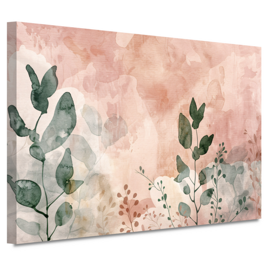 Sepia Bladeren in Aquarel Stijl canvas