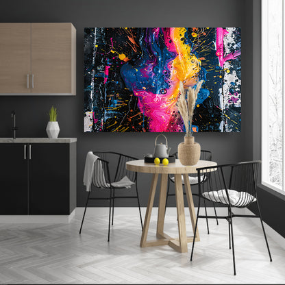 Kleurrijke abstracte kunst met spetters acrylglas