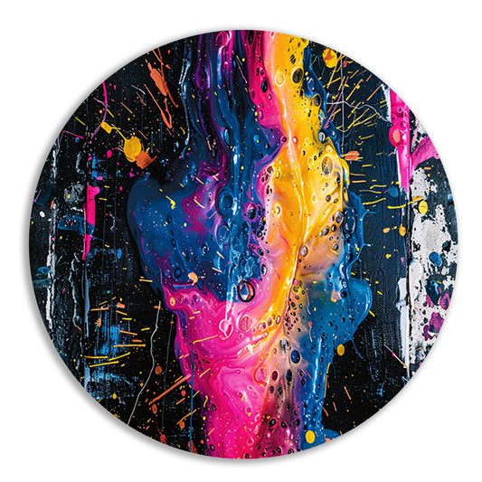 Kleurrijke abstracte kunst met spetters forex muurcirkel