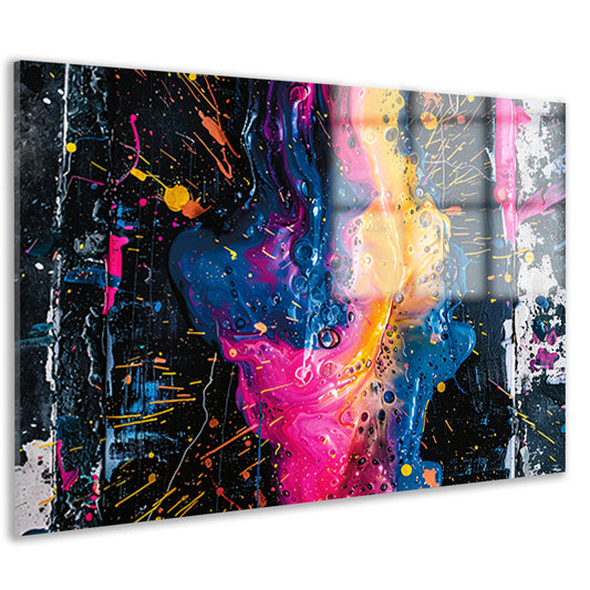 Kleurrijke abstracte kunst met spetters acrylglas