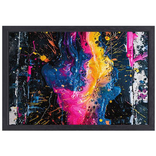 Kleurrijke abstracte kunst met spetters canvas met baklijst