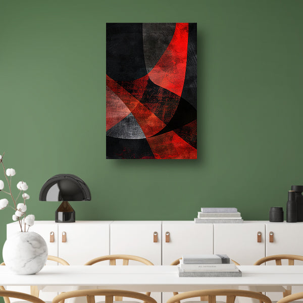 Abstract rood en zwart kunstwerk met diepte poster