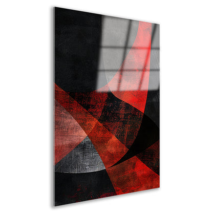Abstract rood en zwart kunstwerk met diepte acrylglas