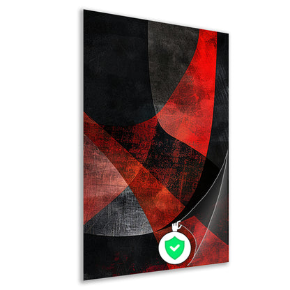 Abstract rood en zwart kunstwerk met diepte poster