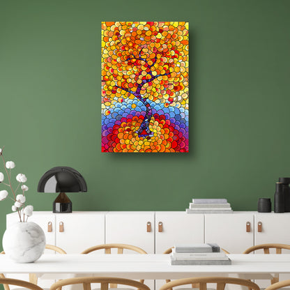 Abstract boom in herfstkleuren poster