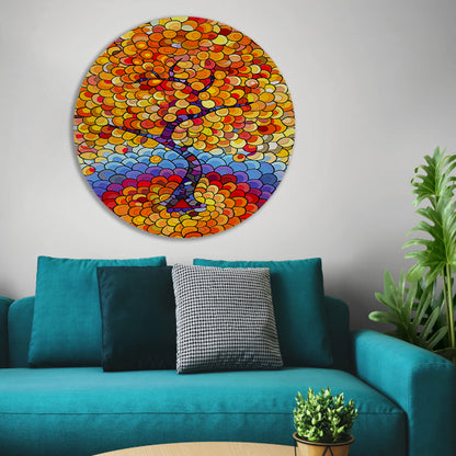 Abstract boom in herfstkleuren forex muurcirkel