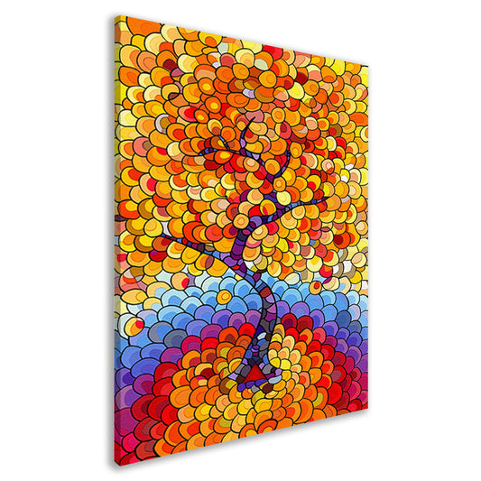 Abstract boom in herfstkleuren canvas