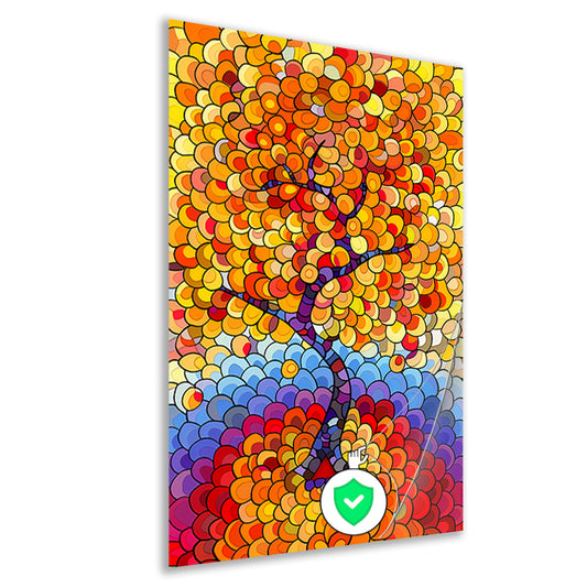 Abstract boom in herfstkleuren poster