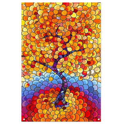 Abstract boom in herfstkleuren tuinposter