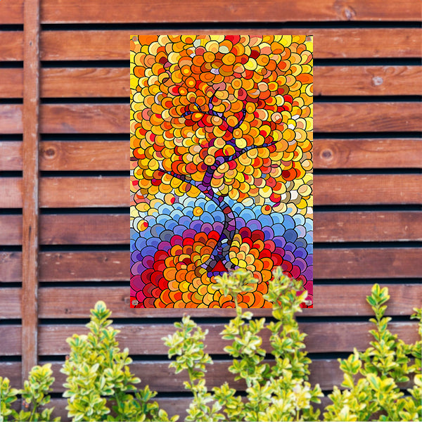 Abstract boom in herfstkleuren tuinposter