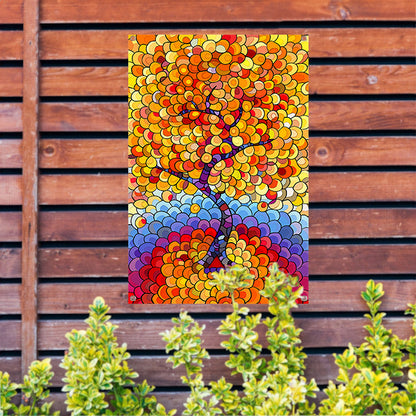 Abstract boom in herfstkleuren tuinposter