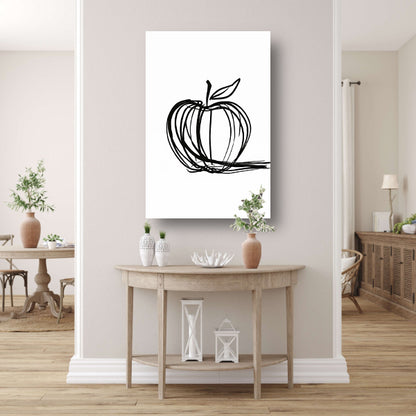 Eenvoudige Zwarte Lijnen Appel Illustratie poster