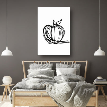 Eenvoudige Zwarte Lijnen Appel Illustratie poster