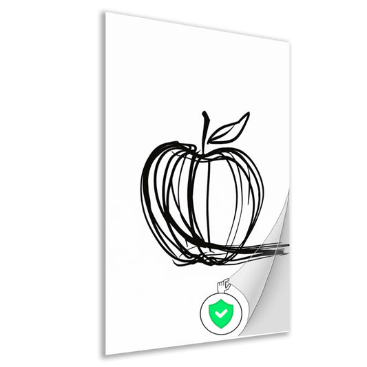 Eenvoudige Zwarte Lijnen Appel Illustratie poster
