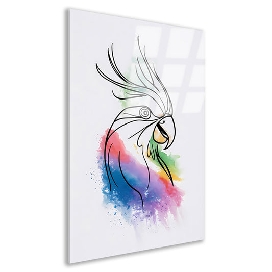 Abstracte waterverf vogel in kleurrijke lijnen acrylglas