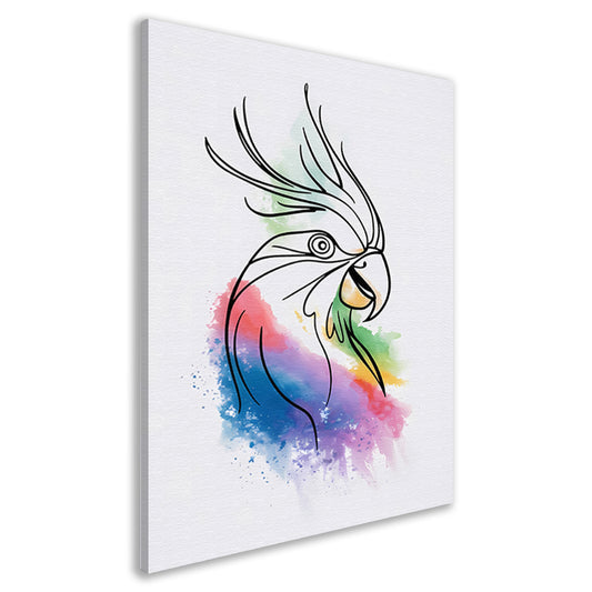 Abstracte waterverf vogel in kleurrijke lijnen canvas