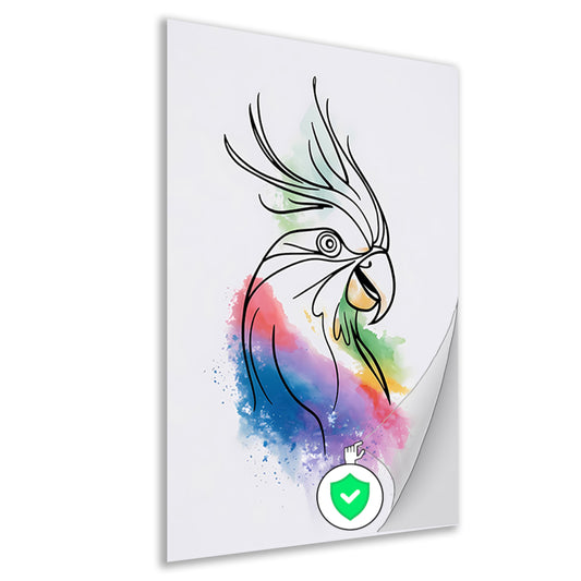 Abstracte waterverf vogel in kleurrijke lijnen poster