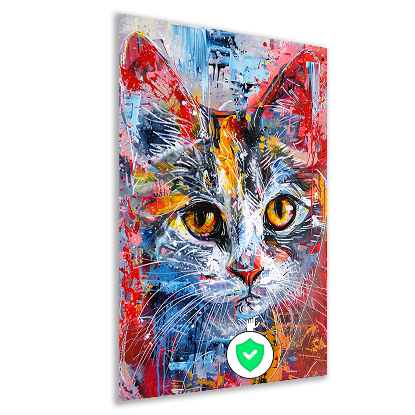 Abstract kleurrijk schilderij van een kat poster