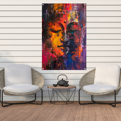 Dynamische Kleurrijke Abstractie van Menselijke Emoties tuinposter