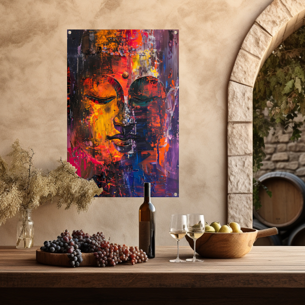 Dynamische Kleurrijke Abstractie van Menselijke Emoties tuinposter