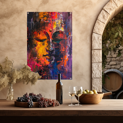 Dynamische Kleurrijke Abstractie van Menselijke Emoties tuinposter