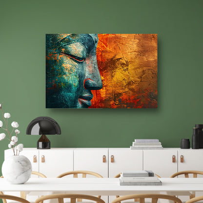 Mystieke Boeddha kunst met kleurrijke texturen poster