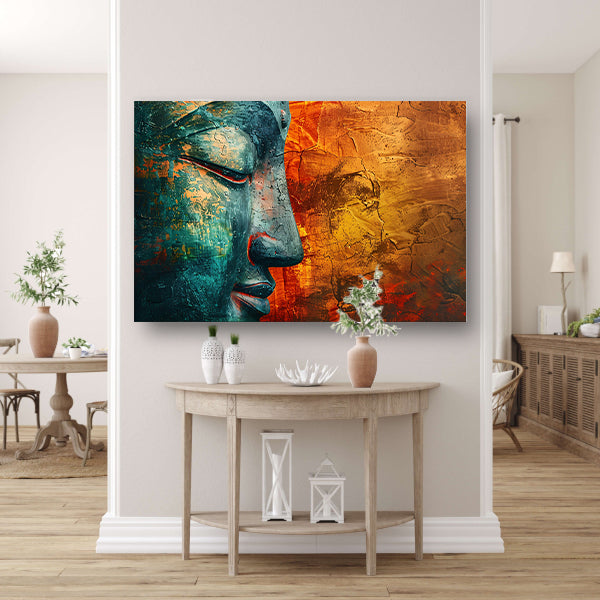 Mystieke Boeddha kunst met kleurrijke texturen poster